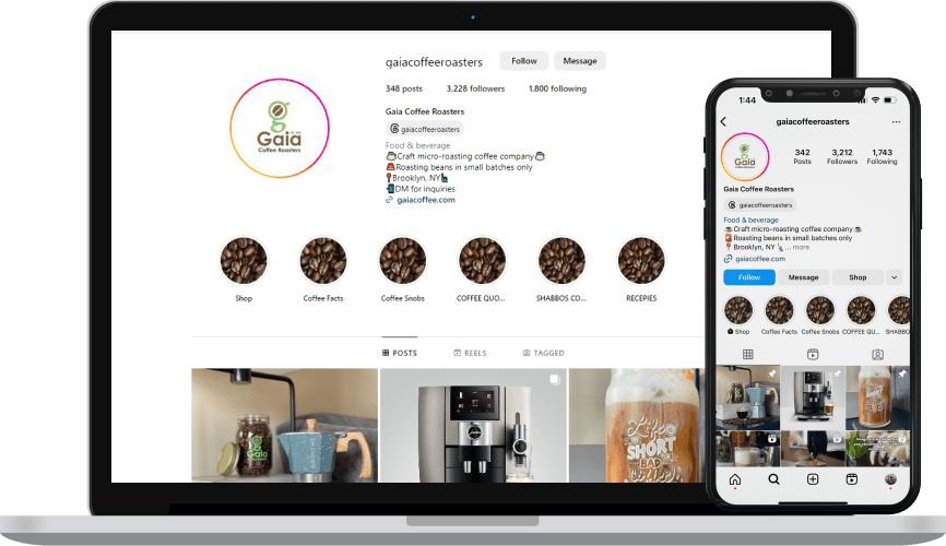 Gaia Coffee Roasters social media marketing showcase