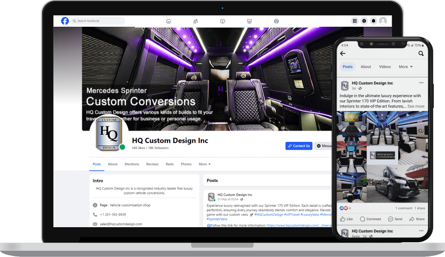 HQ Custom Design social media showcase