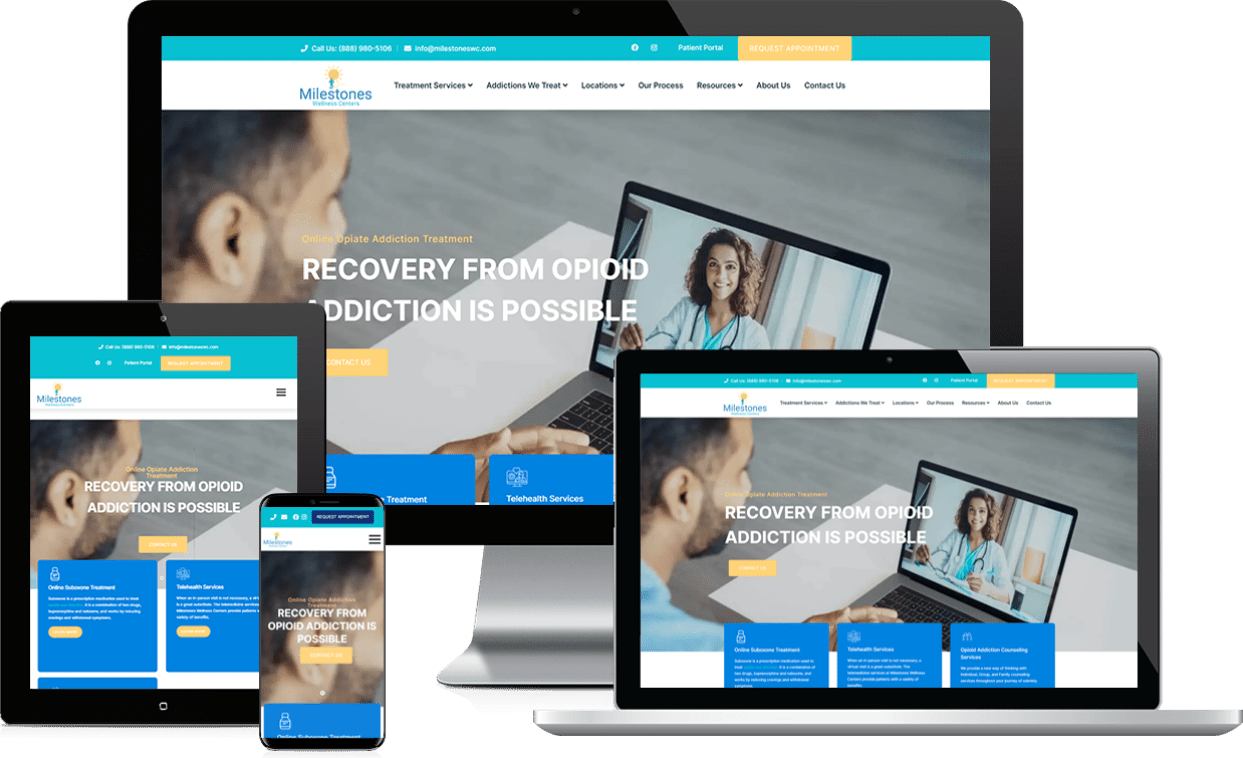 Milestones Wellness Center responsive showcase