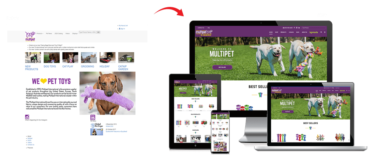 Multipet Website Redesign Before After