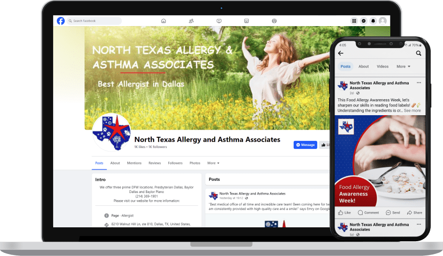North Texas Allergy & Asthma Associates social media showcase