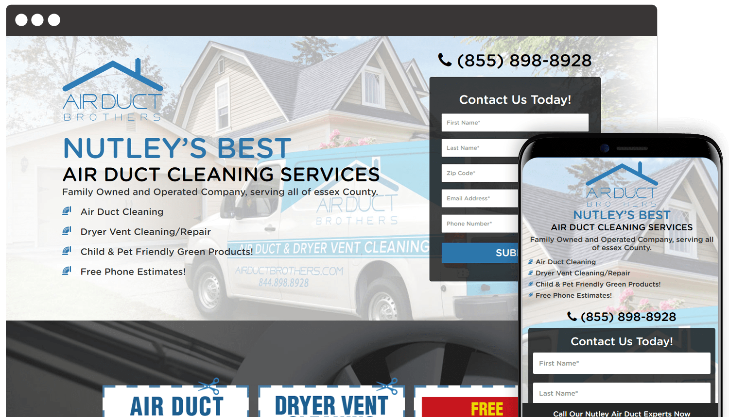 AirDuctBrothers web design landing page showcase